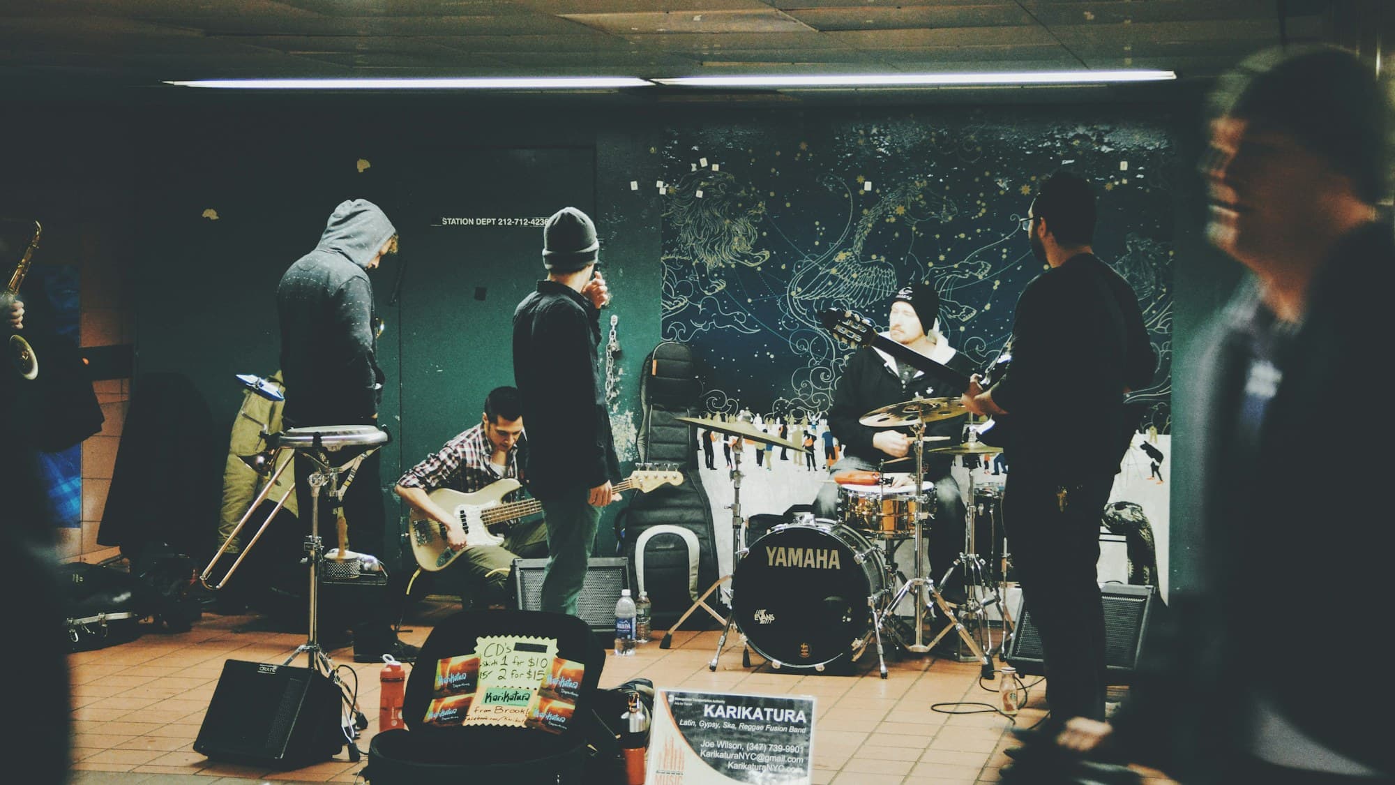 A sound engineer runs a check before a live show